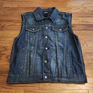 IMPERIOUS Women's Sleeveless Dark Denium Jacket Vest Size Large‎